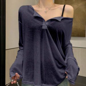 DAZY T-shirt à manches longues pour femmes, style décontracté polyvalent, de couleur unie et simple