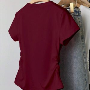 INAWLY T-shirt femme à manches courtes de couleur unie, design minimaliste pour un port casual quotidien