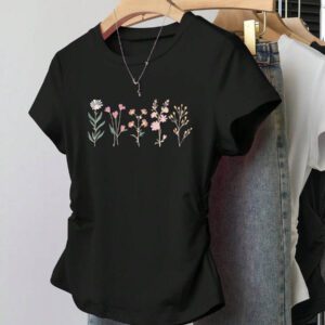 INAWLY T-shirt femme à manches courtes de couleur unie, design minimaliste pour un port casual quotidien