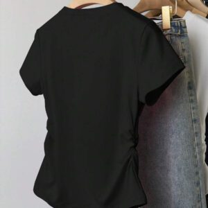 INAWLY T-shirt femme à manches courtes de couleur unie, design minimaliste pour un port casual quotidien