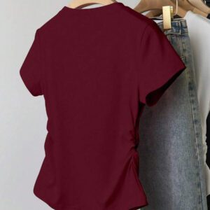 INAWLY T-shirt femme à manches courtes de couleur unie, design minimaliste pour un port casual quotidien