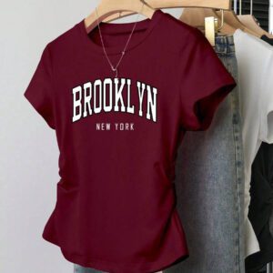 INAWLY T-shirt femme à manches courtes de couleur unie, design minimaliste pour un port casual quotidien