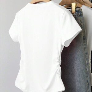 INAWLY T-shirt femme à manches courtes de couleur unie, design minimaliste pour un port casual quotidien