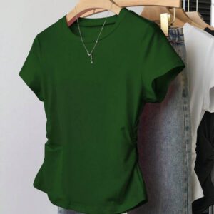 INAWLY T-shirt femme à manches courtes de couleur unie, design minimaliste pour un port casual quotidien