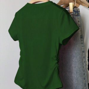 INAWLY T-shirt femme à manches courtes de couleur unie, design minimaliste pour un port casual quotidien