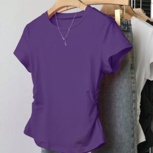 INAWLY T-shirt femme à manches courtes de couleur unie, design minimaliste pour un port casual quotidien