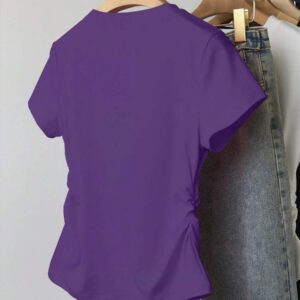 INAWLY T-shirt femme à manches courtes de couleur unie, design minimaliste pour un port casual quotidien