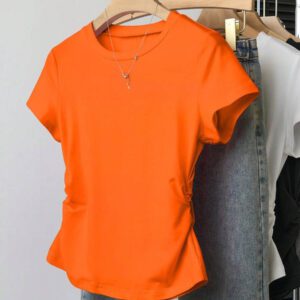 INAWLY T-shirt femme à manches courtes de couleur unie, design minimaliste pour un port casual quotidien