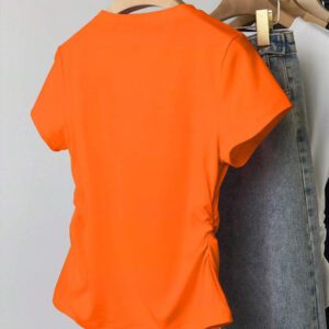 INAWLY T-shirt femme à manches courtes de couleur unie, design minimaliste pour un port casual quotidien
