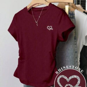 INAWLY T-shirt femme à manches courtes de couleur unie, design minimaliste pour un port casual quotidien