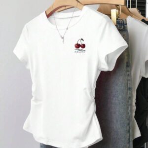 INAWLY T-shirt femme à manches courtes de couleur unie, design minimaliste pour un port casual quotidien