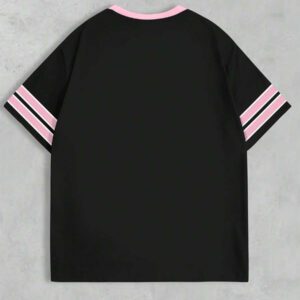SHEIN T-shirt Femme Style Collège Sports Style Lettre Combinée Numérique Rétro Pois Sens de la Rue Décontracté