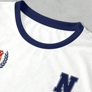 SHEIN T-shirt Femme Style Collège Sports Style Lettre Combinée Numérique Rétro Pois Sens de la Rue Décontracté
