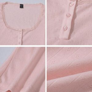 Zielony T-shirt femme à manches courtes avec bordure en dentelle, coupe ajustée élégante avec détail de 3 boutons, Top casual, nouvelles arrivages pour l'été