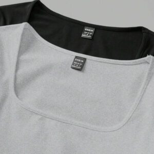 SHEIN EZwear 2 pièces/set T-shirt décontracté à manches longues et col carré moulant pour femme, adapté pour l'été