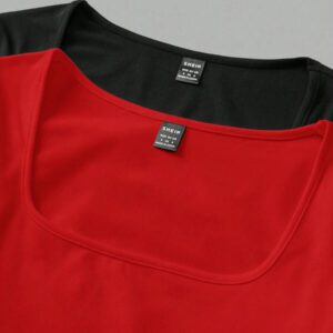 SHEIN EZwear 2 pièces/set T-shirt décontracté à manches longues et col carré moulant pour femme, adapté pour l'été
