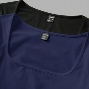 SHEIN EZwear 2 pièces/set T-shirt décontracté à manches longues et col carré moulant pour femme, adapté pour l'été
