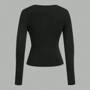 SHEIN EZwear 2 pièces/set T-shirt décontracté à manches longues et col carré moulant pour femme, adapté pour l'été