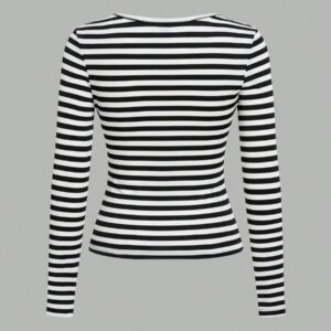 SHEIN EZwear 2 pièces/set T-shirt décontracté à manches longues et col carré moulant pour femme, adapté pour l'été