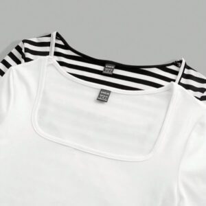 SHEIN EZwear 2 pièces/set T-shirt décontracté à manches longues et col carré moulant pour femme, adapté pour l'été