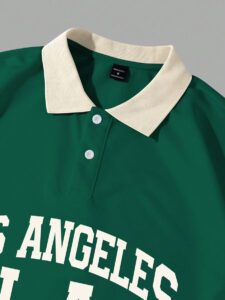 Manfinity Sporsity Chemise polo d'été vintage décontractée ample à manches courtes, col décontracté, avec imprimé graphique de lettres pour hommes – Image 13