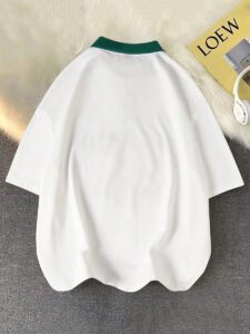 Manfinity Sporsity Chemise polo d'été vintage décontractée ample à manches courtes, col décontracté, avec imprimé graphique de lettres pour hommes – Image 15