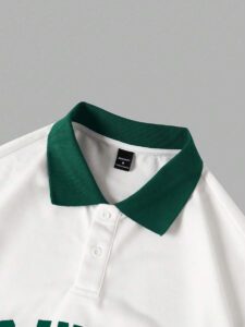 Manfinity Sporsity Chemise polo d'été vintage décontractée ample à manches courtes, col décontracté, avec imprimé graphique de lettres pour hommes – Image 16