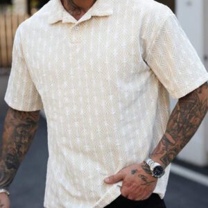 Manfinity Homme Chemise polo casual et de déplacement à manches courtes avec imprimé intégral pour hommes