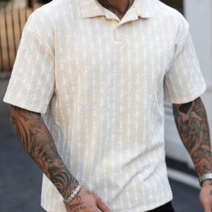 Manfinity Homme Chemise polo casual et de déplacement à manches courtes avec imprimé intégral pour hommes