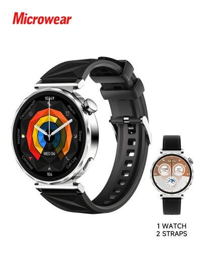 Microwear Montre intelligente unisexe à écran tactile complet de 2,01 pouces - Montre de fitness pour sports de plein air, prend en charge les appels sans fil et les alertes de messages, plusieurs modes sportifs, caméra/musique à distance, suivi d'activité, compatible avec Android et IOS, batterie 350 mAh, écran IPS, boîtier en alliage... .