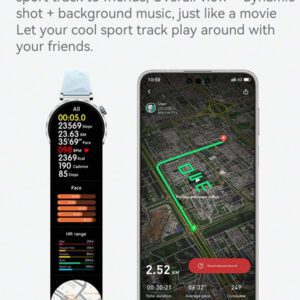 Microwear Montre intelligente unisexe à écran tactile complet de 2,01 pouces - Montre de fitness pour sports de plein air, prend en charge les appels sans fil et les alertes de messages, plusieurs modes sportifs, caméra/musique à distance, suivi d'activité, compatible avec Android et IOS, batterie 350 mAh, écran IPS, boîtier en alliage... .
