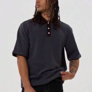 Musero Chemise polo à boutons avec col contrastant en tricot