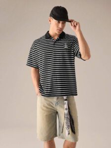SWAVVY Chemise polo à manches courtes fashion décontractée coupe ample en tricot, école – Image 4