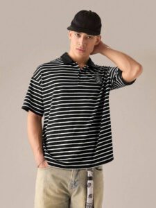 SWAVVY Chemise polo à manches courtes fashion décontractée coupe ample en tricot, école – Image 5