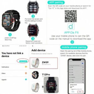 Nouvelle montre connectée unisexe de plein air avec lampe de poche LED de 1,95 pouces, tracker de fitness multifonctions avec appel sans fil, notification de message, contrôle de la musique, pour Android et iOS