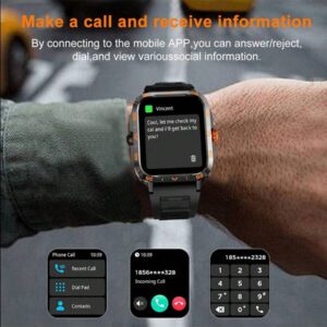 Nouvelle montre connectée unisexe de plein air avec lampe de poche LED de 1,95 pouces, tracker de fitness multifonctions avec appel sans fil, notification de message, contrôle de la musique, pour Android et iOS