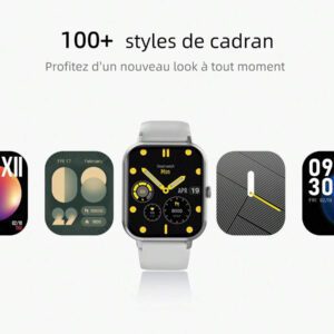 LIFEBEE Montre connectée LIFEBEE pour femmes et hommes, écran tactile HD plein 1,83'', appels sans fil (répondre/passer des appels), traqueur d'activité, plus de 100 modes sport, podomètre, alertes de messages, tracker de fitness sportif