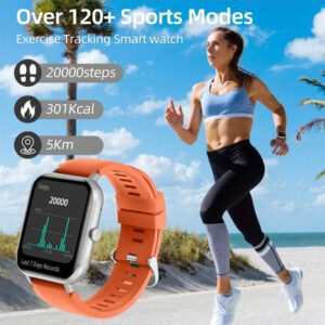 LIFEBEE Montre connectée LIFEBEE pour femmes et hommes, écran tactile HD plein 1,83'', appels sans fil (répondre/passer des appels), traqueur d'activité, plus de 100 modes sport, podomètre, alertes de messages, tracker de fitness sportif
