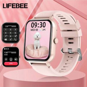 LIFEBEE Montre connectée LIFEBEE pour femmes et hommes, écran tactile HD plein 1,83'', appels sans fil (répondre/passer des appels), traqueur d'activité, plus de 100 modes sport, podomètre, alertes de messages, tracker de fitness sportif