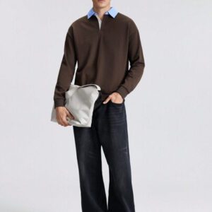 Ontre Chemise polo homme de couleur unie, décontractée et tendance pour un port quotidien
