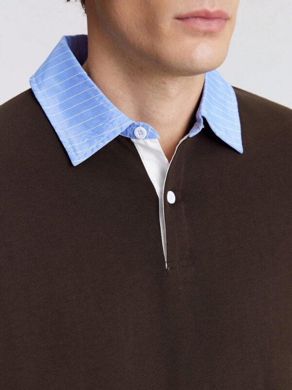 Ontre Chemise polo homme de couleur unie, décontractée et tendance pour un port quotidien – Image 4