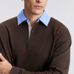 Ontre Chemise polo homme de couleur unie, décontractée et tendance pour un port quotidien