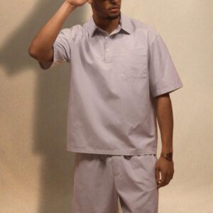 Musero Chemise polo rayée style casual chic et à manches courtes et coupe boîte pour les vacances d'été