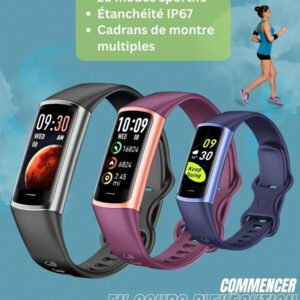 EFFEOKKI Montre connectée Bracelet fitness Effeokki. Fin et élégant, pour hommes et femmes. Podomètre, suivi de la santé, étanche, suivi d'activité, météo, multiports. Bracelet connecté compatible et Android