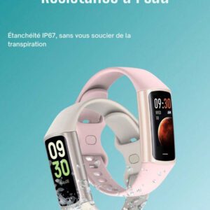 EFFEOKKI Montre connectée Bracelet fitness Effeokki. Fin et élégant, pour hommes et femmes. Podomètre, suivi de la santé, étanche, suivi d'activité, météo, multiports. Bracelet connecté compatible et Android