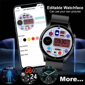 1 pièce Montre connectée mode unisexe de 1,39 pouces, avec affichage 3D personnalisé, fonction d'appel, réception de messages, podomètre, suivi des calories, modes multisports, assistant vocal et contrôle de la musique