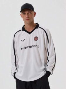 Musero Chemise de football à manches longues avec slogan "Musero"