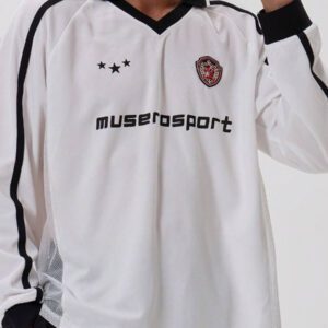 Musero Chemise de football à manches longues avec slogan "Musero"