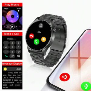 Montre connectée unisexe de 1,39 pouces avec fonction d'appel, réception de texte, comptage des pas, suivi des calories, modes sportifs multifonctions, alarme, contrôle à distance de la musique, paramètres de cadran personnalisés