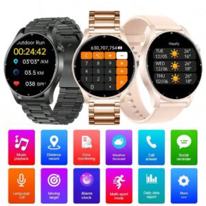 Montre connectée unisexe de 1,39 pouces avec fonction d'appel, réception de texte, comptage des pas, suivi des calories, modes sportifs multifonctions, alarme, contrôle à distance de la musique, paramètres de cadran personnalisés